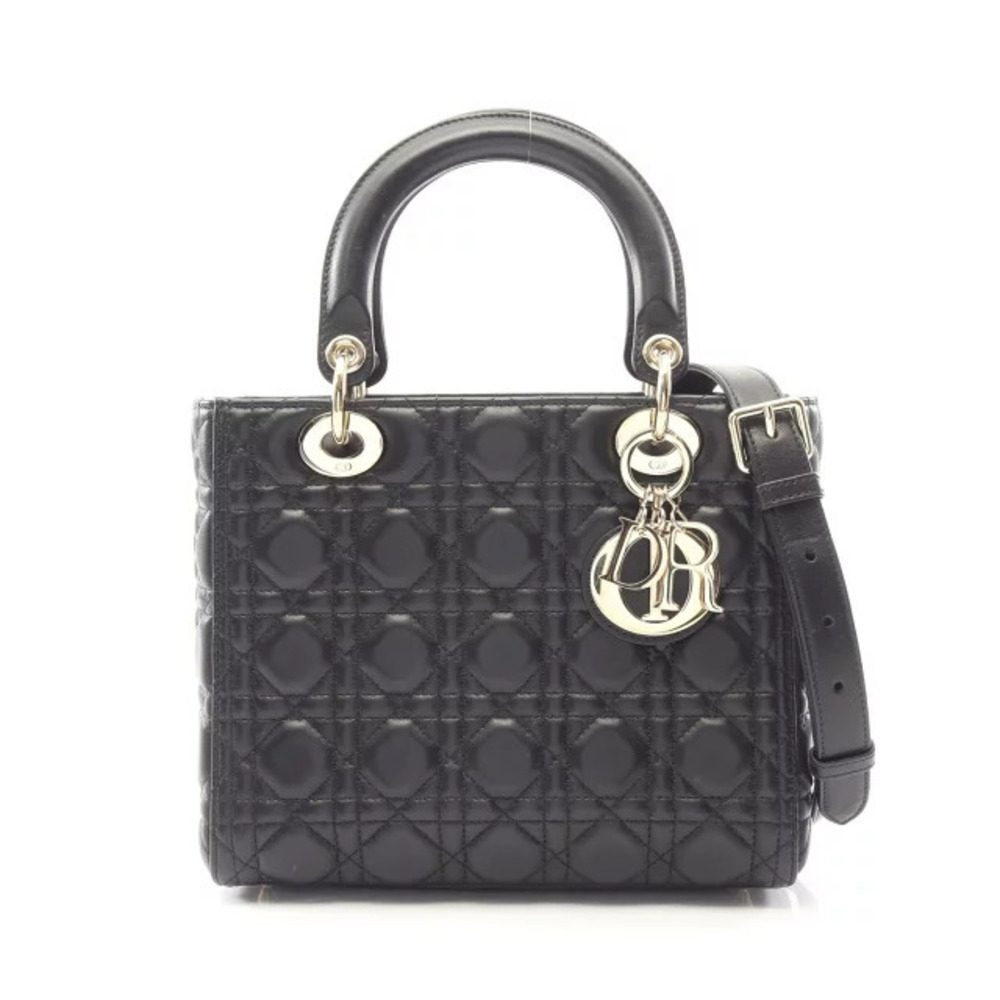 Dior LADY Cannage Handbag Leather Black